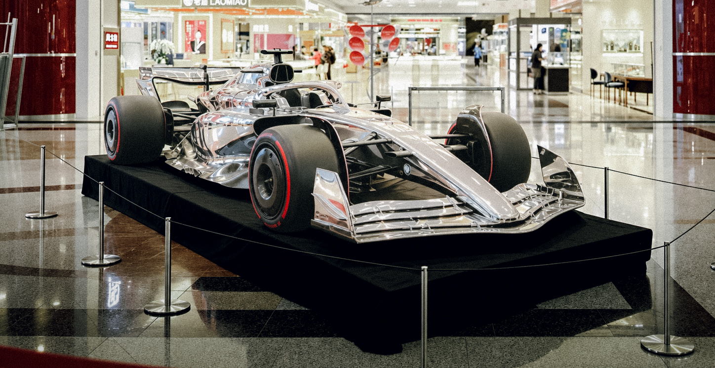 Full-scale open-wheel inspired display car